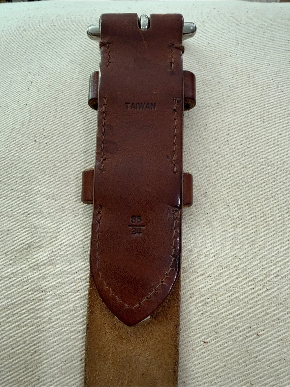 Men's Brown Leather Belt with Silver Buckle